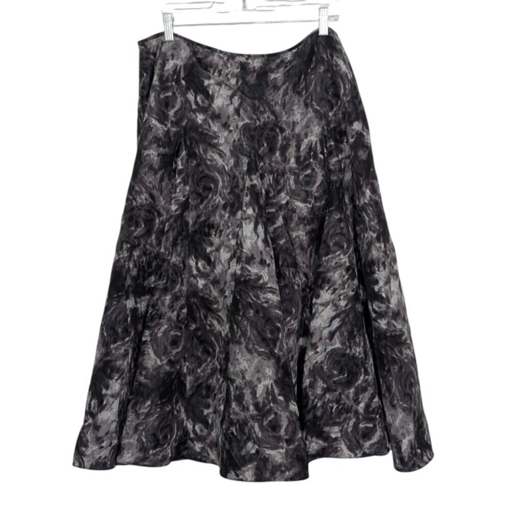 Anthropologie Tape Measure Midi Skirt Womens Size 14 Gray Black Lightweight